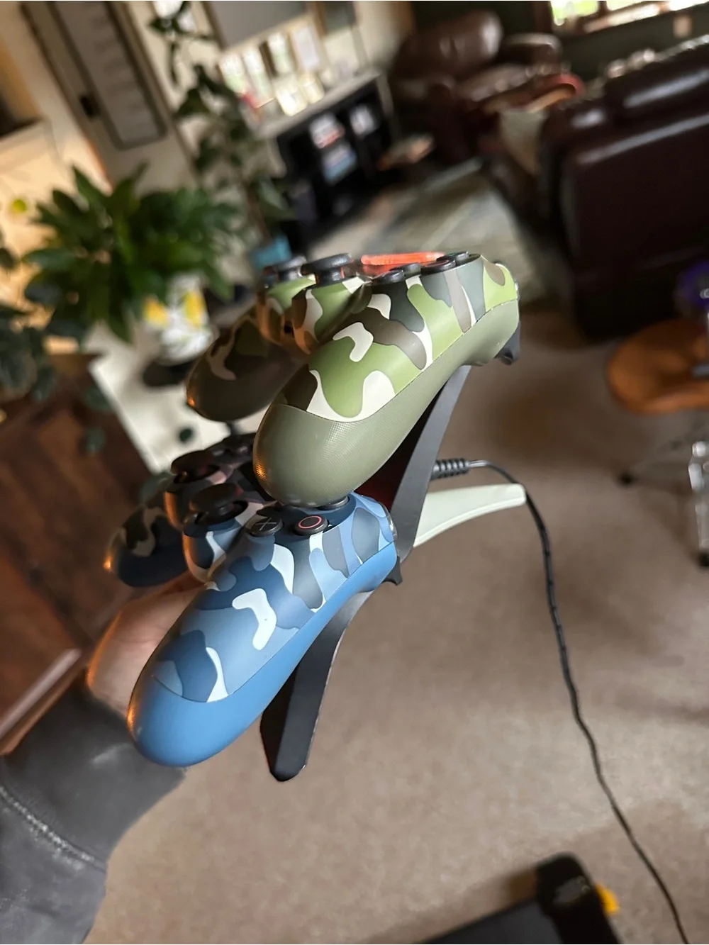 Sony Camo DualShock Controllers(2) & Charging Station- Green & Blue